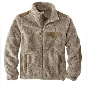 Men's L.L.Bean Hi-Pile Fleece, Jacket size Large in Eucalyptus/Dark Olive